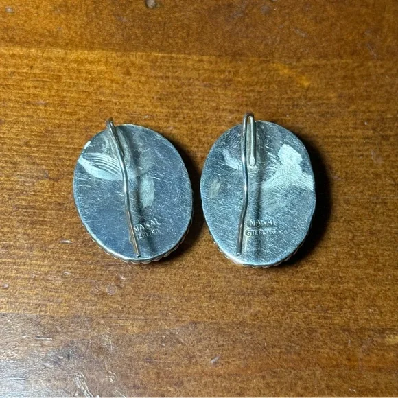 Vintage Navajo NakaiSterling Earrings white Mother Of Pearl